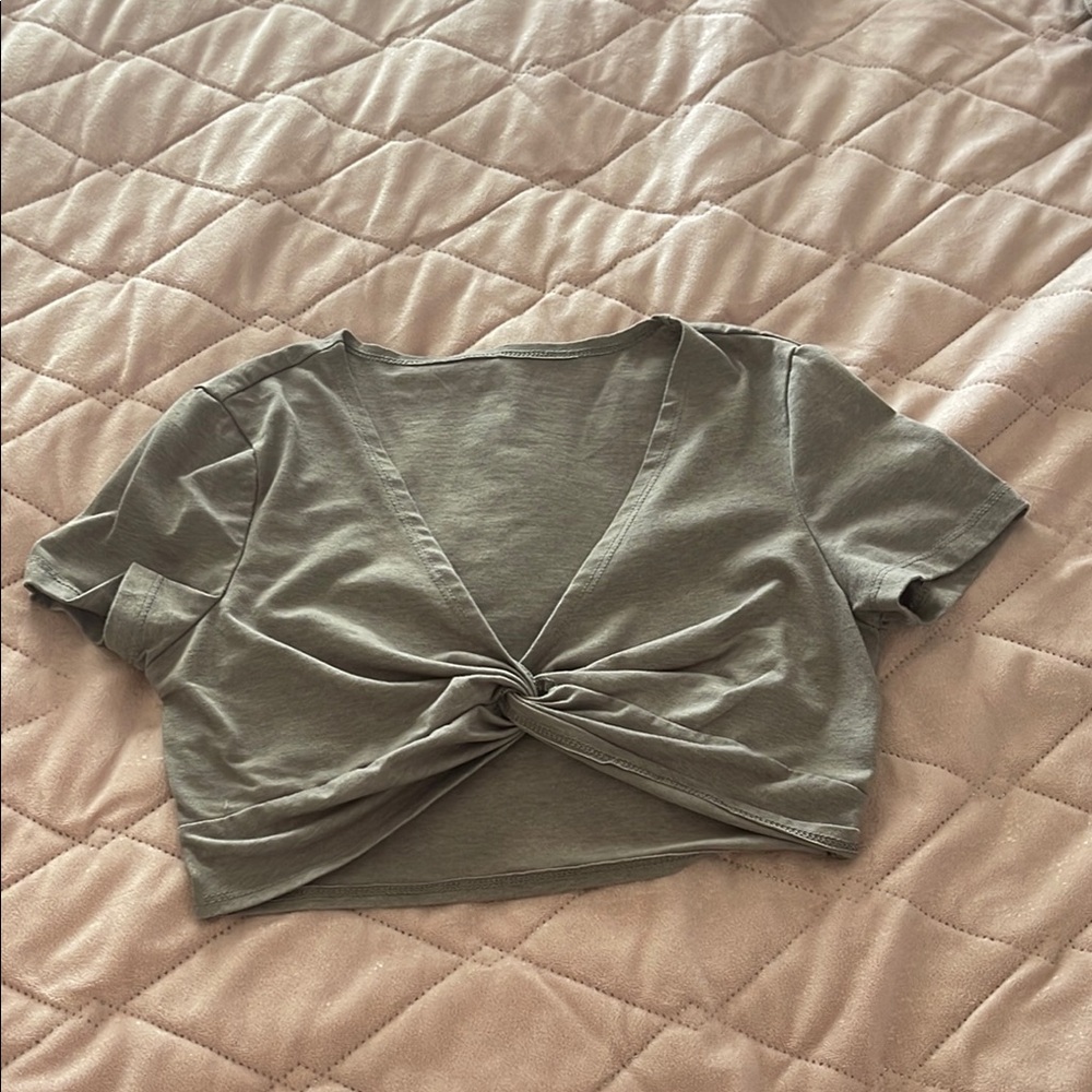 Gray Twist Front Crop Top